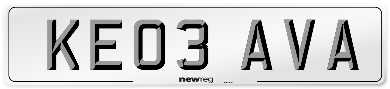 KE03 AVA Number Plate from New Reg